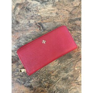 Tory Burch Zip Wristlet Red Leather Wallet